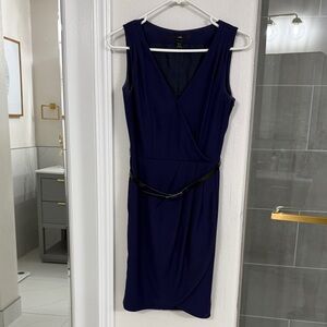 H&M Deep Blue Midi Dress with Belt